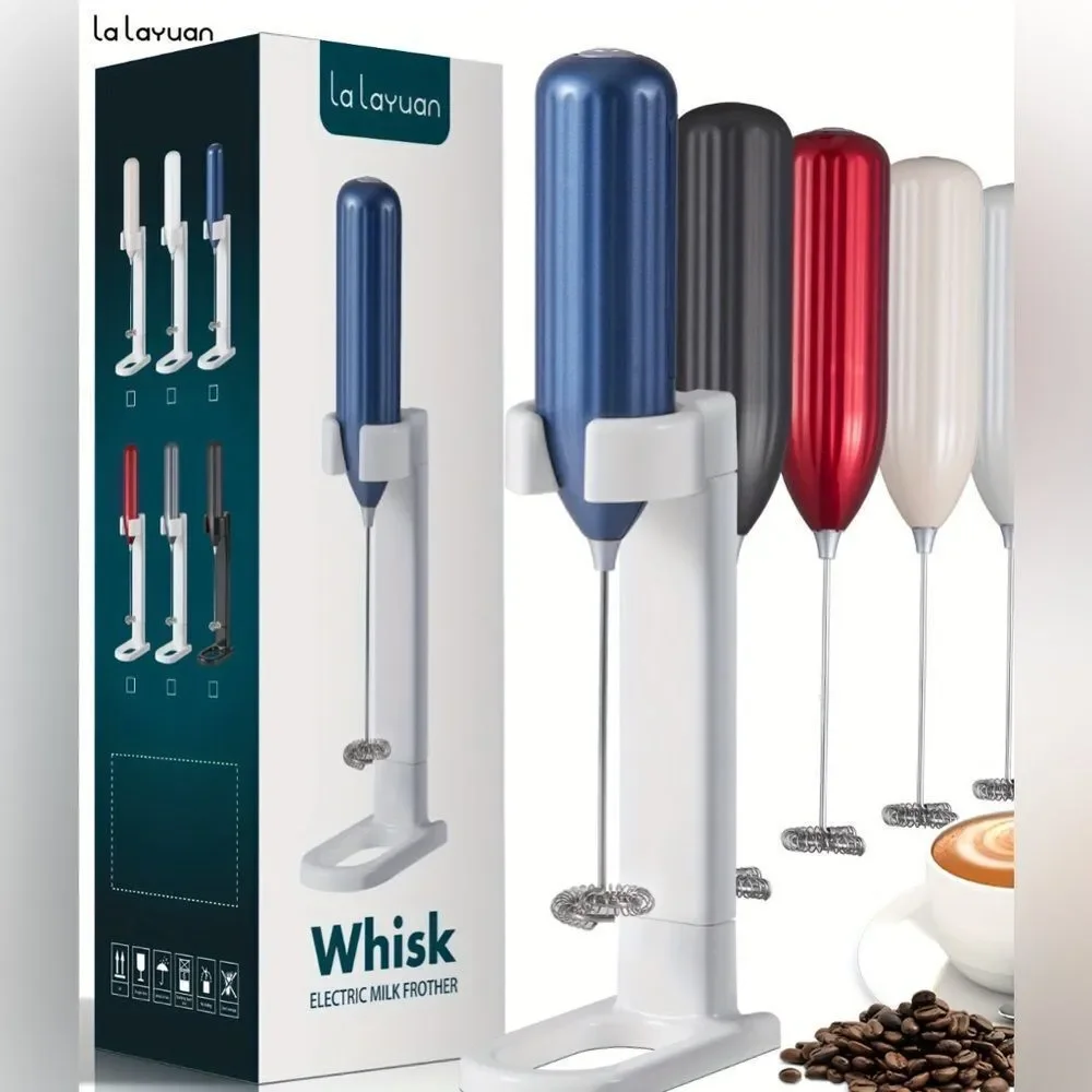 New Lalayuan Cordless Milk Frother Stainless Steel Portable Battery Powered Whis